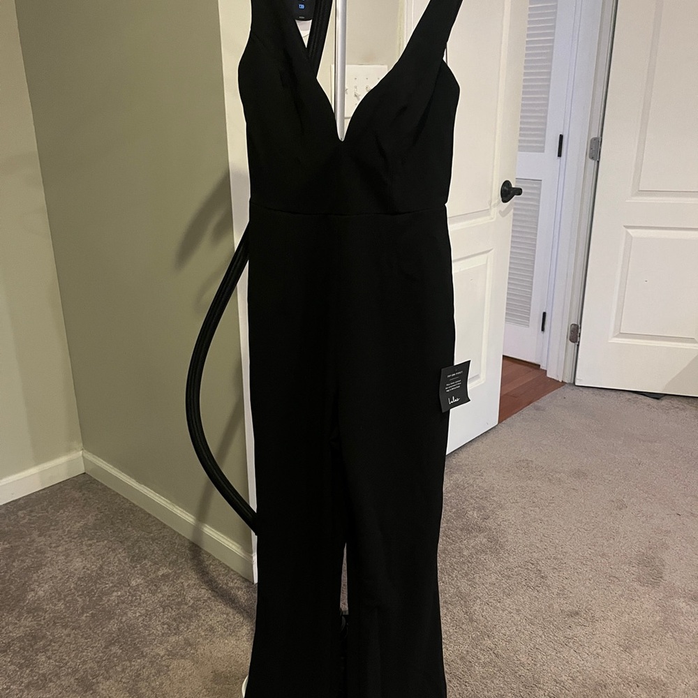 Lulu's Classic Black Halter Jumpsuit